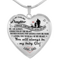 Father Daughter Necklace, Silver Or Gold Chain Heart Pendant Gifts, Absent Father Daughter (Black text) - Awesomesons