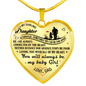 Father Daughter Necklace, Silver Or Gold Chain Heart Pendant Gifts, Absent Father Daughter (Black text) - Awesomesons