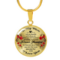 Mother Gifts - Forever Thankful Mom Gold Fisish Necklace Red - Awesomesons