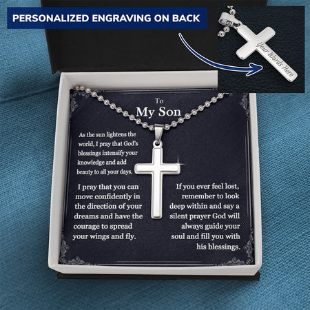 To My Son I Pray That You Can Personalized Cross Necklace