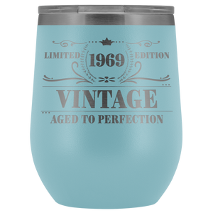 1969 50th Birthday Gifts for Women Men | Vintage Aged to Perfection Stainless Steel Tumbler | 12 oz Mint Tumblers w Lid - Awesomesons
