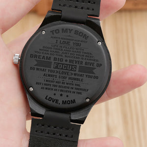 Engraved Wooden Watch/From Mom To Son - Big Dream - Awesomesons